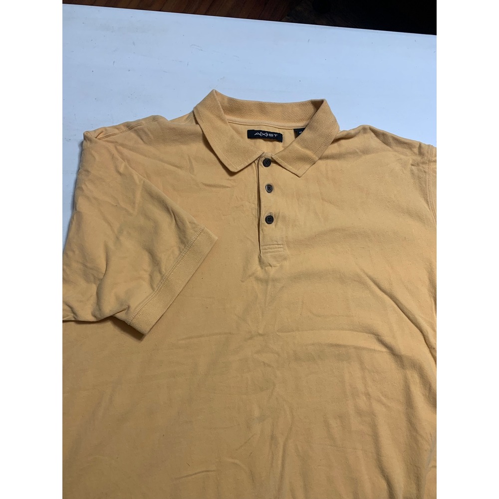 Axist Mens XXL Yellow Short Sleeve Polo Shirt 100% Cotton Solid Casual 2313